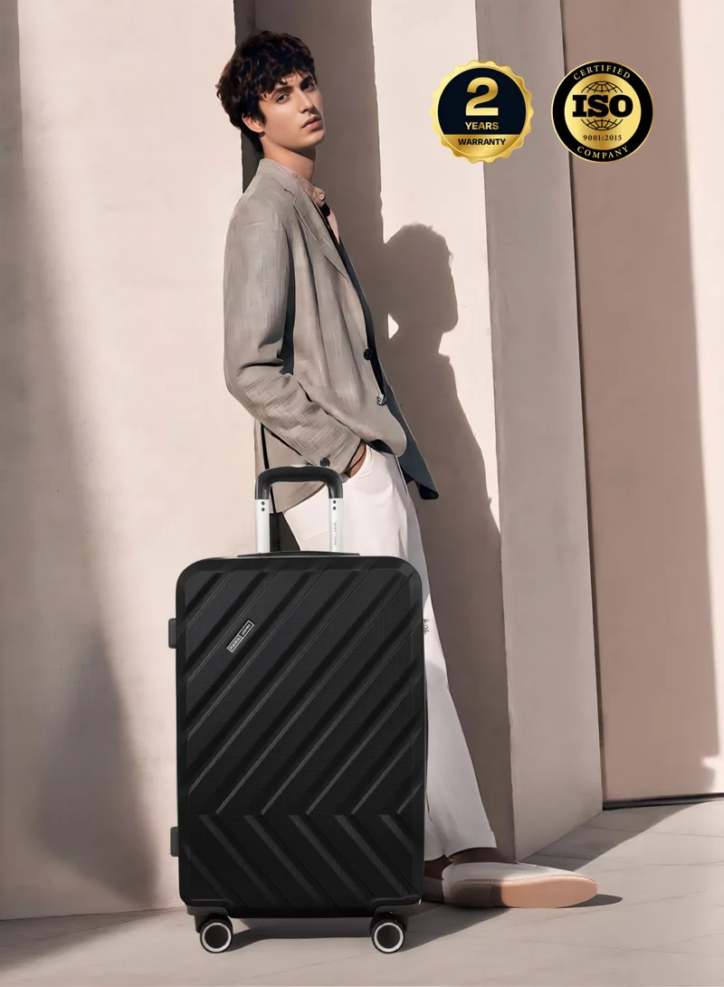 Parajohn Black Prisma Series Set of 3 Luggage | Lightweight Small 10KG, Medium 20KG & Large 30KG ABS 4 Wheels Trolley Hardsided Travel Suitcase -Black  | Best Price UAE