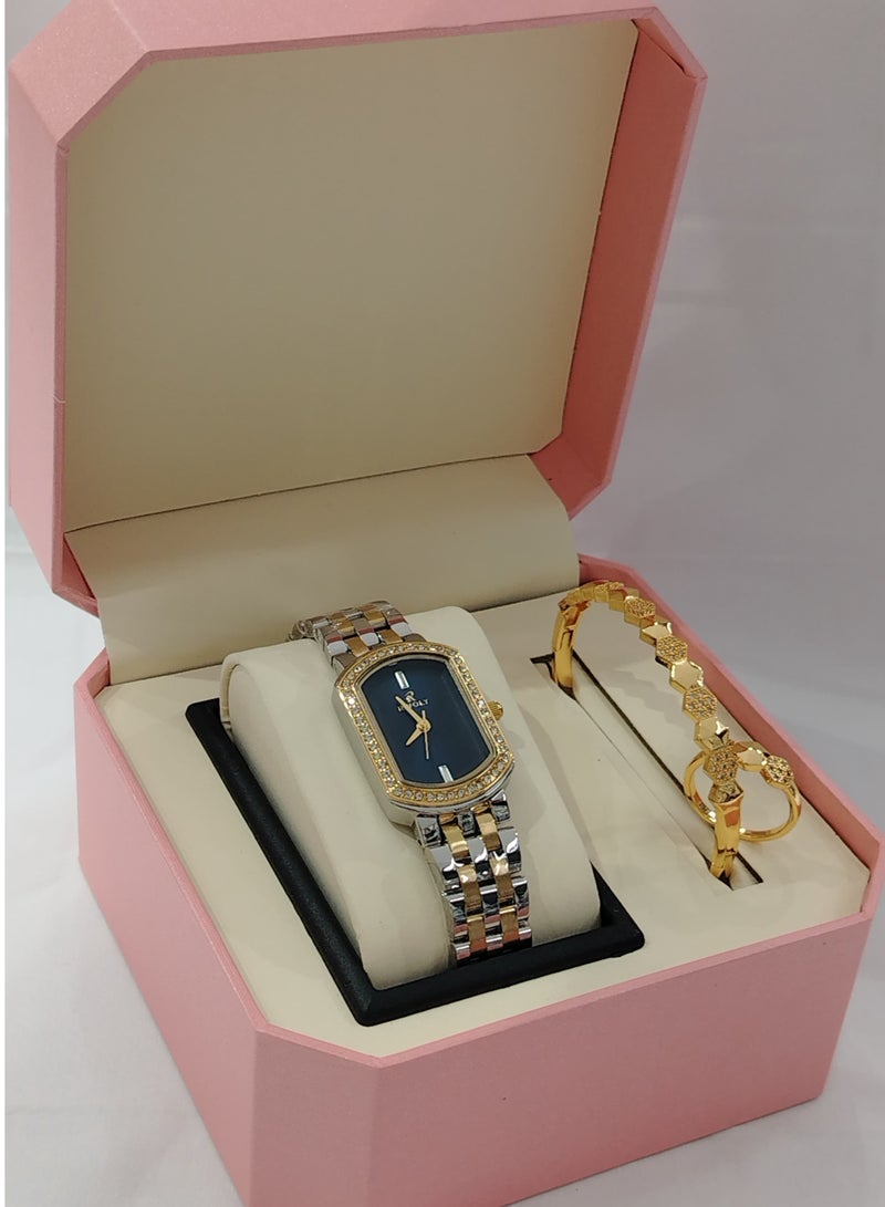 Generic Soft and elegant women's sets, zircon, steel watch 