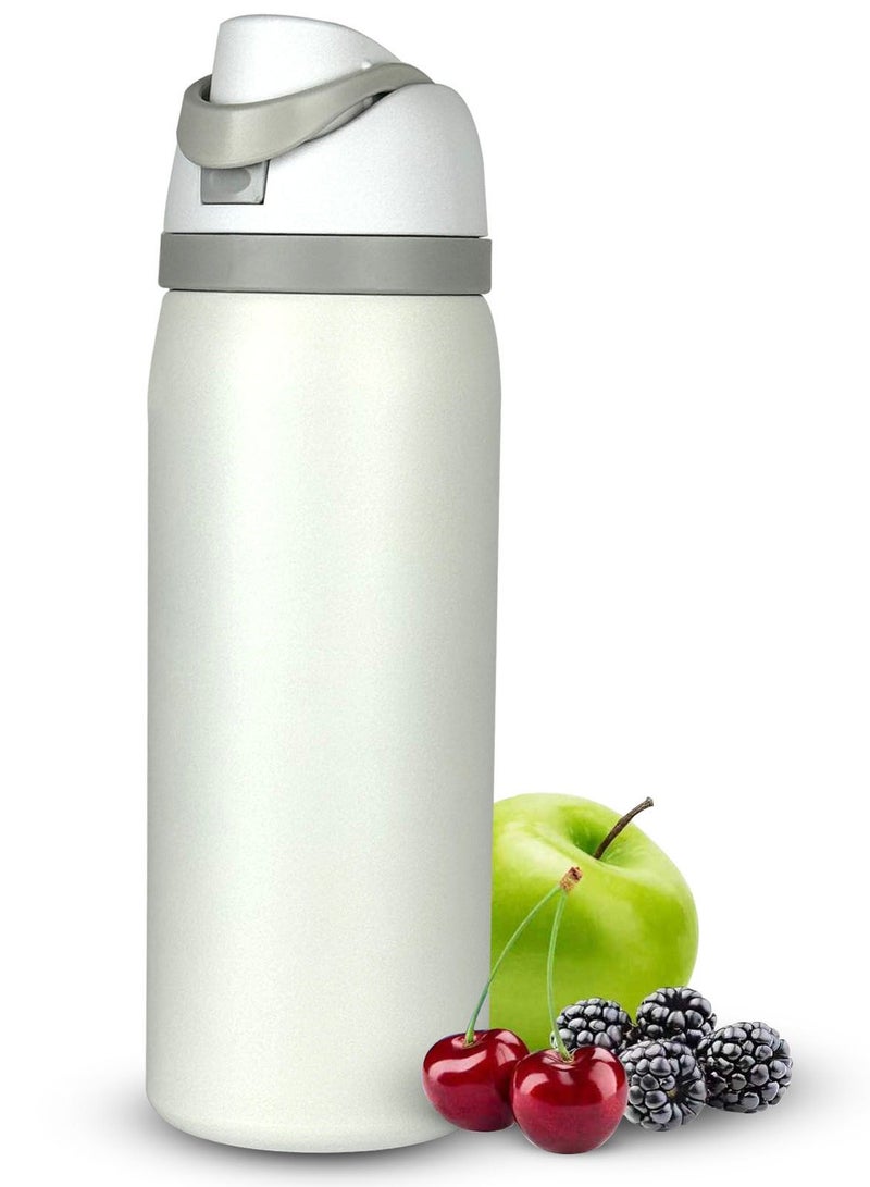 ROEIEIS Stainless Steel Water Bottle ,Travel Thermos Flask BPA-Free Sports Water Bottle with Straw 1L - Image 1