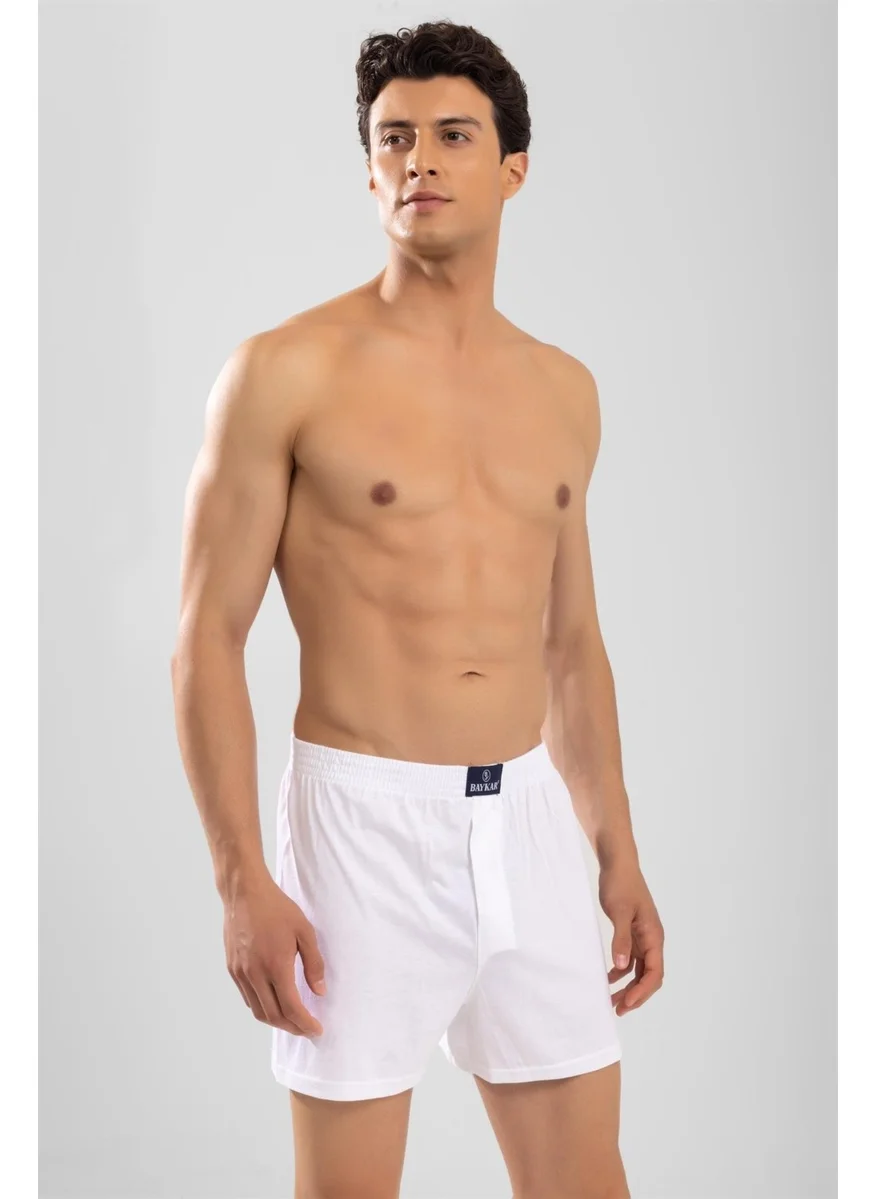 Baykar Men's Cotton Plain Boxer 1119 White