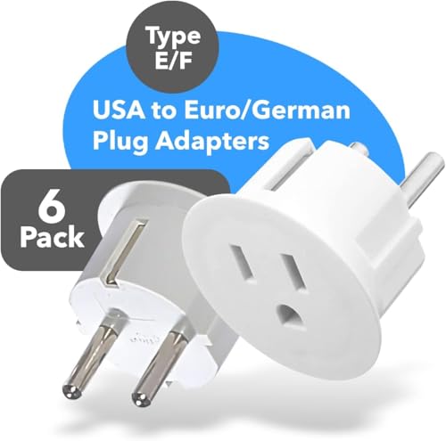 OREI American USA To European Plug Adapter Type EF Schuko Plug Adapter Use in Germany France More CE Certified For Mobile Laptop Camera Chargers 6 Pack - Image 3