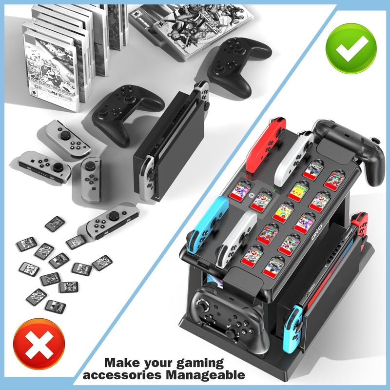 Kytok استبدال مساحة تخزين الألعاب بمحطة شحن وحدة التحكم في السويتش (Switch Controller Charging Station)، أو محطة شحن وحدات التحكم Joycon بتقنية OLED، أو منتج Kytok Switch Storage المخصص لتخزين الألعاب على جهاز السويتش، أو دعامة للتلفزيون (TV Dock)، أو وحدة التحكم Pro Controller، أو ملحقات السويتش (Switch Accessories). - Image 3