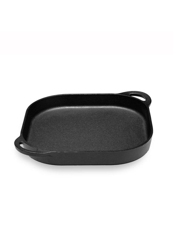 Telssida Thickened Square Frying Pan For Grilling Meat And Frying Eggs, Cast Iron Steak Frying Pan With Double Ears, Non-stick Coating-free Breakfast Pan - Image 4