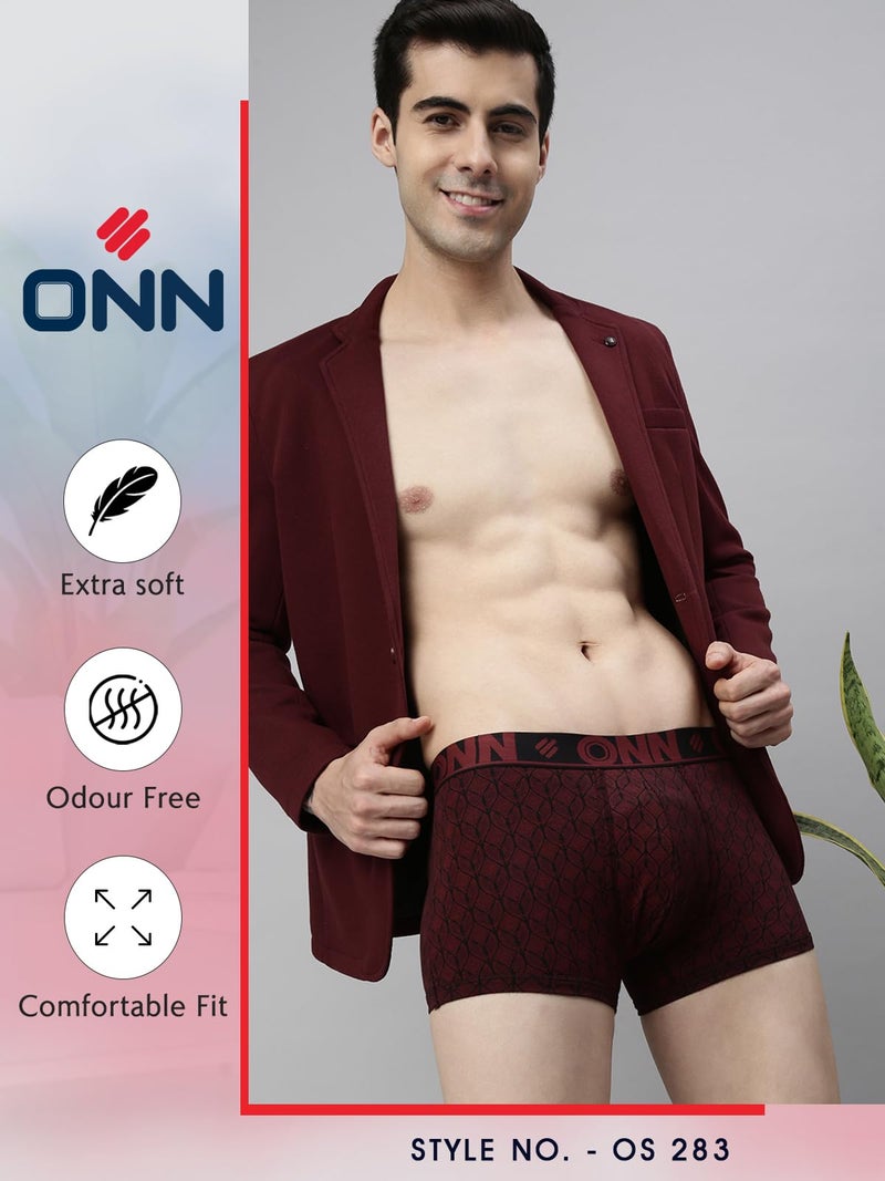ONN Men's Pack of 2 Super Combed Cotton Printed Mini Trunk with Ultra Soft Waistband (Size:X-Large) Assorted - Image 2