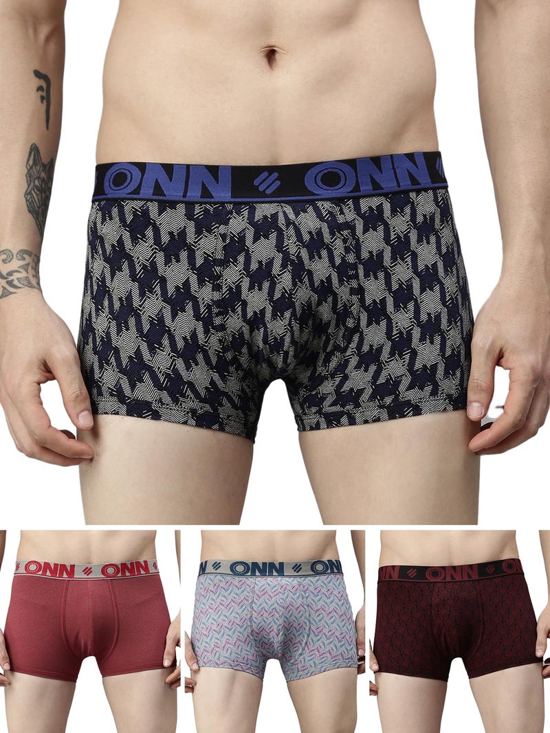 ONN Men's Pack of 2 Super Combed Cotton Printed Mini Trunk with Ultra Soft Waistband (Size:X-Large) Assorted - Image 3