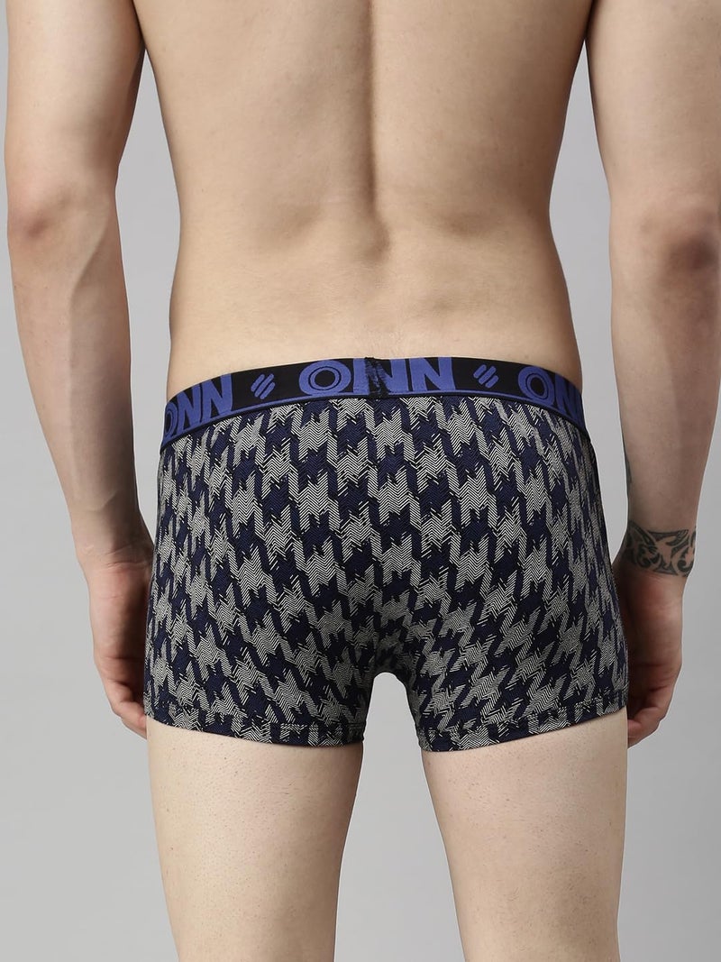 ONN Men's Pack of 2 Super Combed Cotton Printed Mini Trunk with Ultra Soft Waistband (Size:X-Large) Assorted - Image 4
