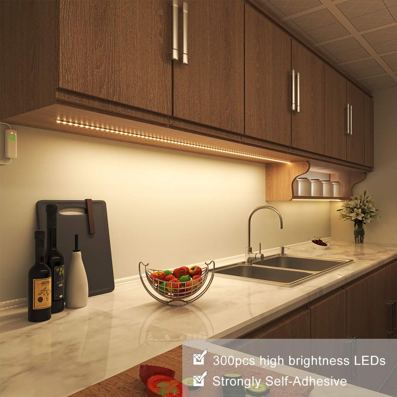MYPLUS Under Cabinet Led Lighting, 16.4ft LED Strip Lights Kit with Dimmer Control for Kitchen, Cabinet, Shelf, Counter, Bedroom and DÃ©cor, Warm White 3000K, 1050LM - Image 2