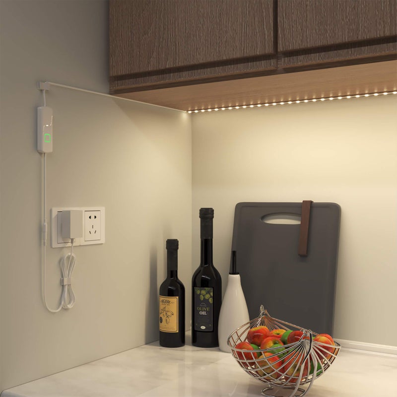 MYPLUS Under Cabinet Led Lighting, 16.4ft LED Strip Lights Kit with Dimmer Control for Kitchen, Cabinet, Shelf, Counter, Bedroom and DÃ©cor, Warm White 3000K, 1050LM - Image 3