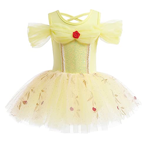 CinheyU Halloween Costumes Belle Princess Ballerina Tutu Dress for Baby Girls Birthday Christmas Fancy Party Outfits 12-18M - Image 1