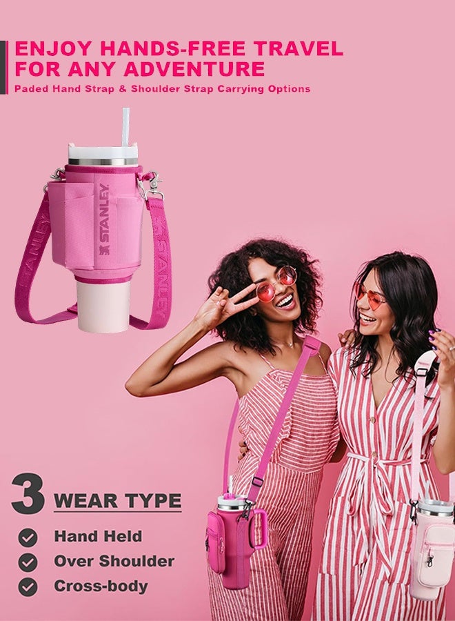 Stanley Water Bottle Carrier Bag with Phone Pocket for Stanley Cup 40 oz, Water Bottle Holder with Adjustable Strap& Straw Cover, Stanley Cup Accessories - Image 5