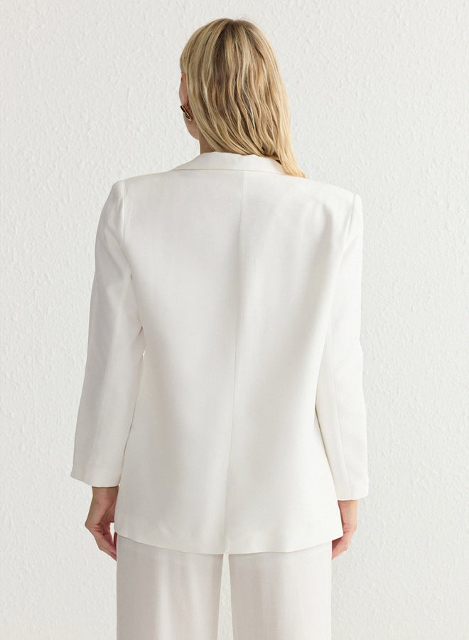 trendyol White Fitted Blazer Jacket TWOAW25BC00025 - Image 5