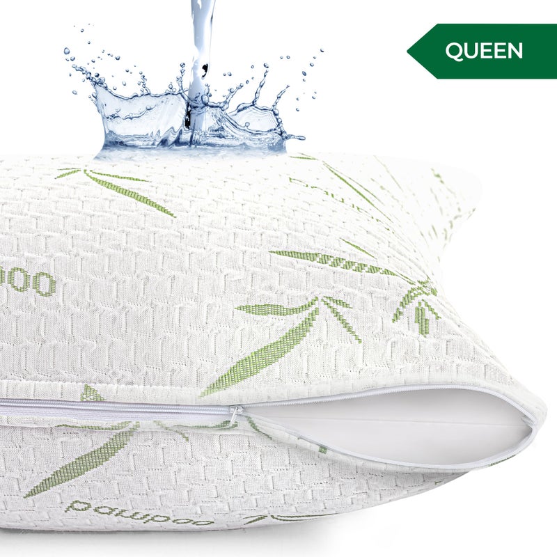 Utopia Bedding Bamboo Viscose Waterproof Pillow Protector Zippered (2 Pack) Queen - Bed Bug Proof Pillow Encasement 20 x 28 Inches - Image 2