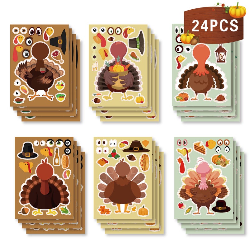 Thanksgiving Turkey Puzzle DIY Sticker Sheets - Image 1