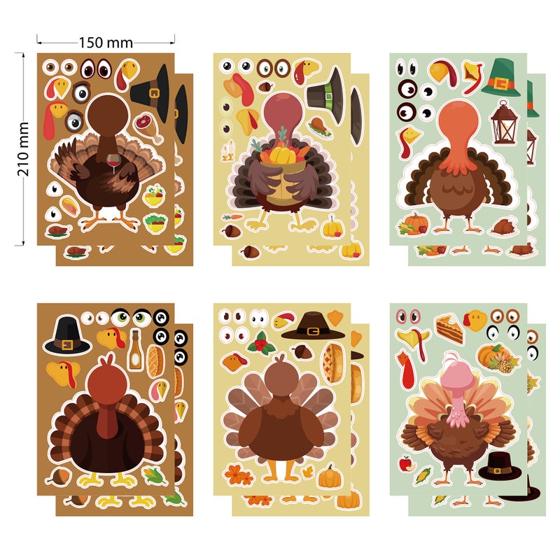 Thanksgiving Turkey Puzzle DIY Sticker Sheets - Image 2