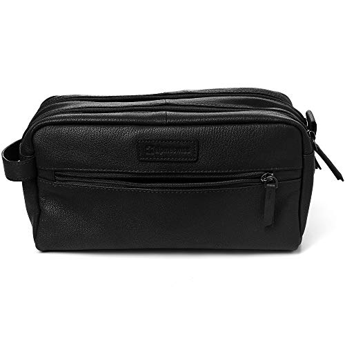 Alpine Swiss Sedona Toiletry Bag Genuine Leather Shaving Kit Dopp Kit Travel Case Black - Image 5