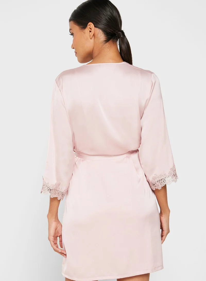 ELLA 2 In 1 Lace Trim Nightdress Robe