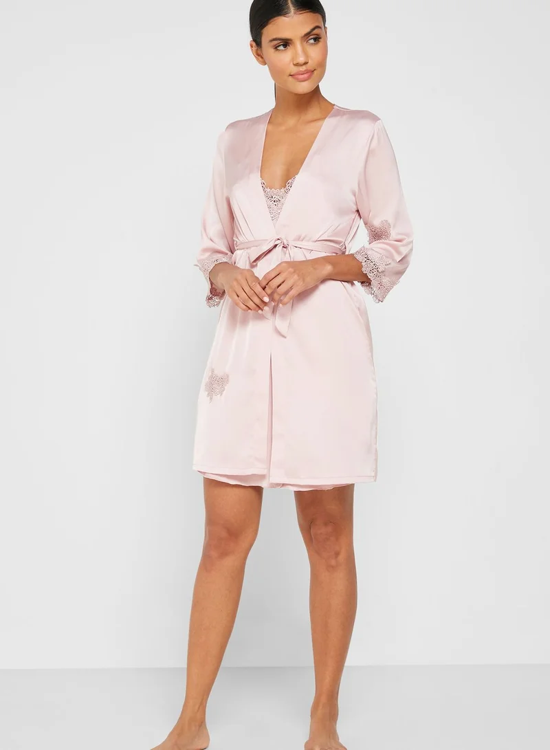 ELLA 2 In 1 Lace Trim Nightdress Robe