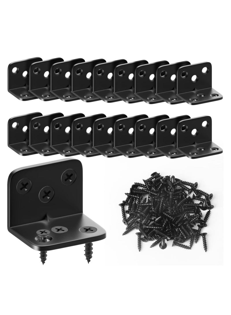 18 Pcs L Bracket Small Shelf Bracket, Heavy Duty L Brackets for Shelves, Premium Corner Bracket Angle Bracket, Black Metal Corner Brace for Wood Furniture Cabinet +108 Screws - Image 1