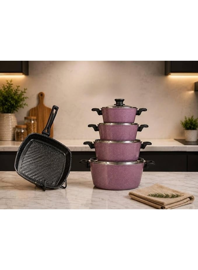 9-piece multi-size cookware set with a large frying pan – a complete set for everyday cooking and preparing family meals - Image 3