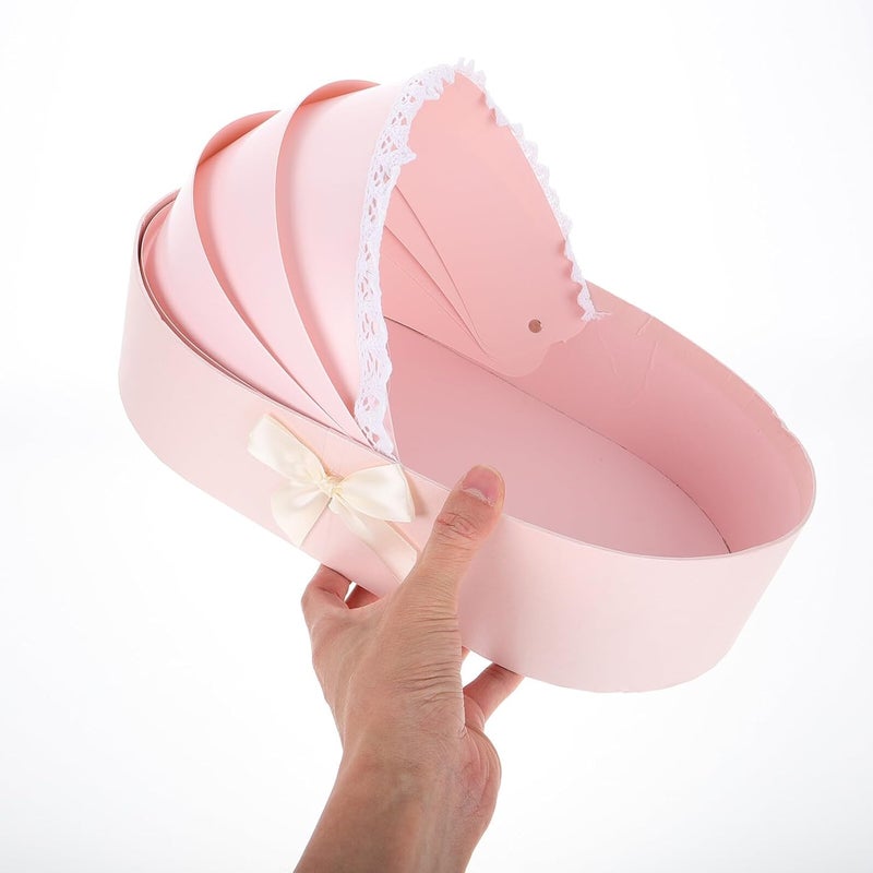 TOPPERFUN Floral Cradle Flower Packaging Box for Shower with Pink Box and Fresh Flower Wrapping Suitable for Newborn Celebration and Birthday - Image 4