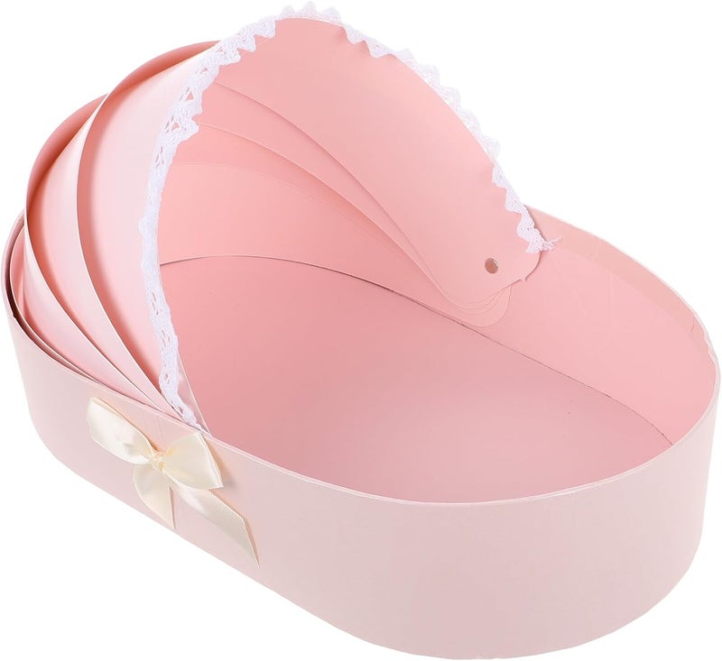TOPPERFUN Floral Cradle Flower Packaging Box for Shower with Pink Box and Fresh Flower Wrapping Suitable for Newborn Celebration and Birthday - Image 1