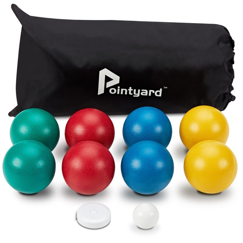Pointyard 84mm Bocce Ball Set Outdoor Games for Adults and Family Backyard Ball Set with 8 PE Bocce Balls 1 Pallino Carry Bag Measuring Tape for Teens Beginners - Image 2