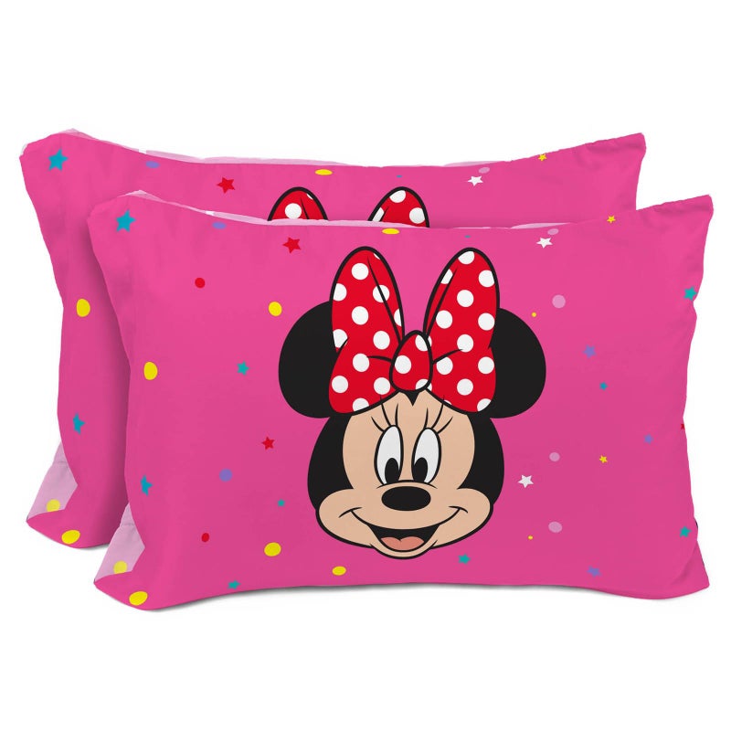 Sunny Side Up Disney Minnie Mouse 2 Pack Reversible Pillowcases - Double Sided Pillow Covers, Kids Super Soft Pink Bedding - Image 1