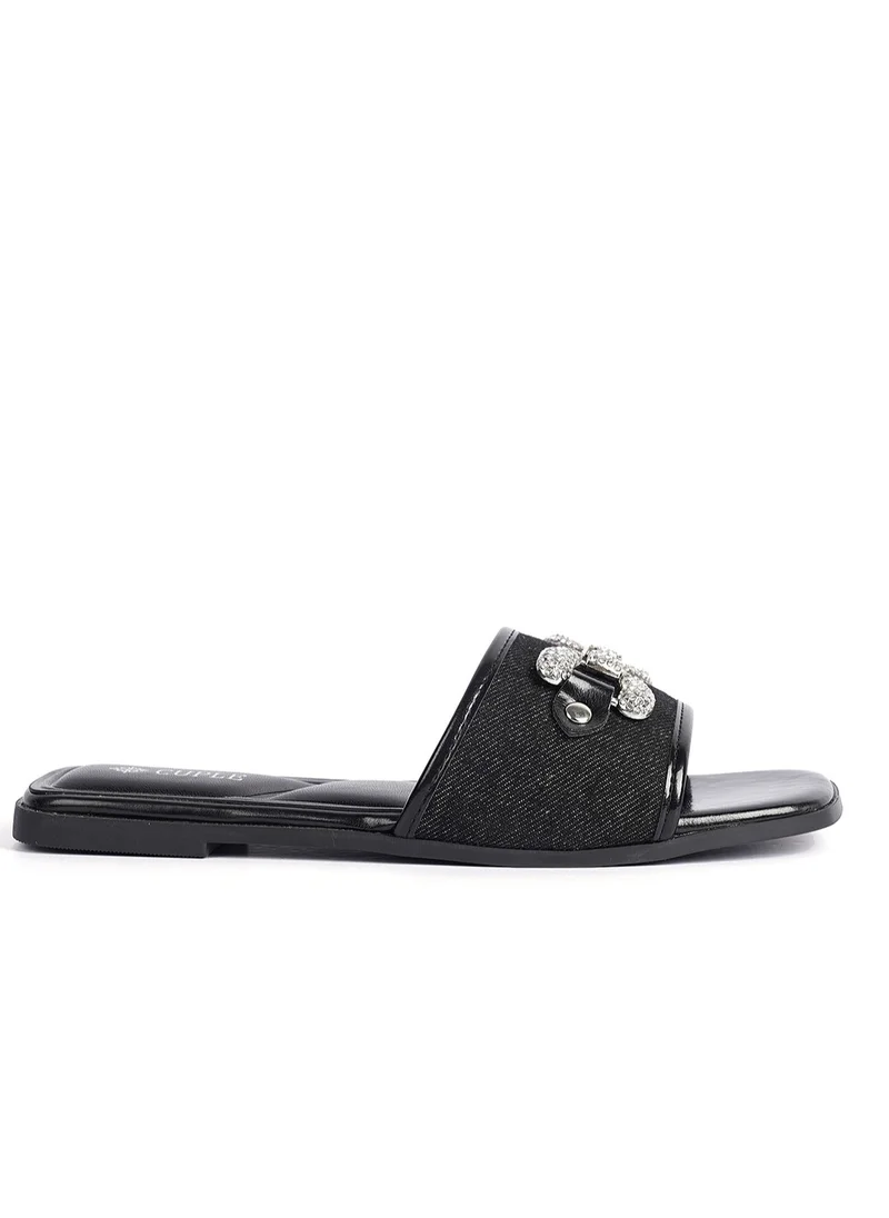 Cuple Slip-on Denim slide Flat Sandals