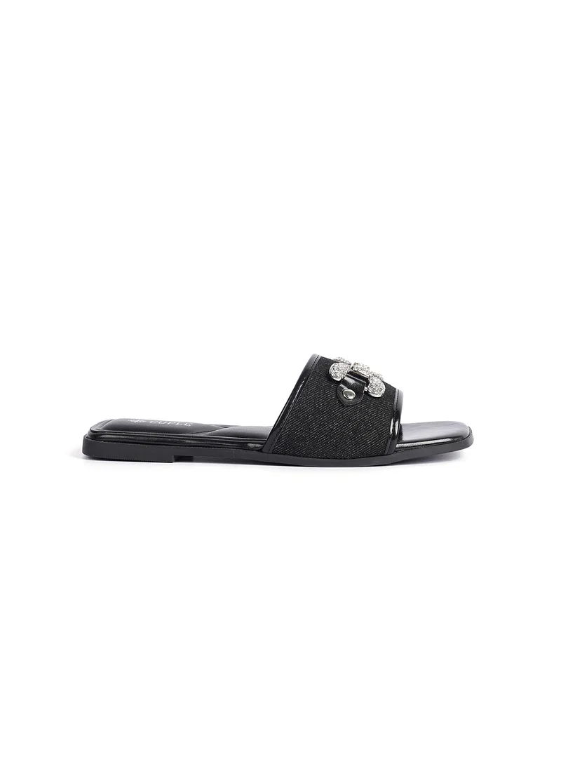 Cuple Slip-on Denim slide Flat Sandals