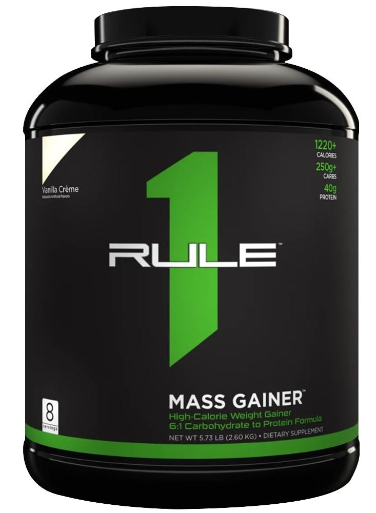 Rule 1 Mass Gainer, Increase muscle mass and size, Support muscle growth and repair, Vanilla Cream Flavor, 5.78 Lbs
