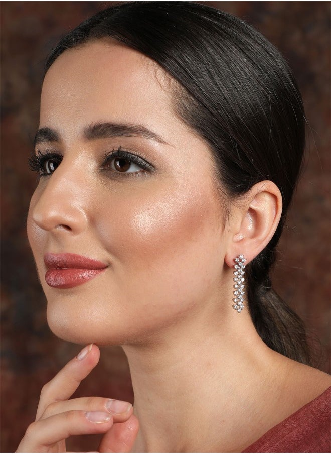 ISHIN Silver-Toned Classic Drop Earrings  - Image 1