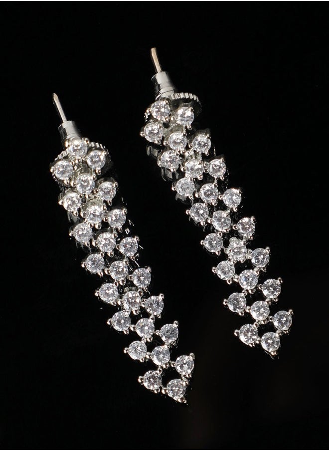 ISHIN Silver-Toned Classic Drop Earrings  - Image 4