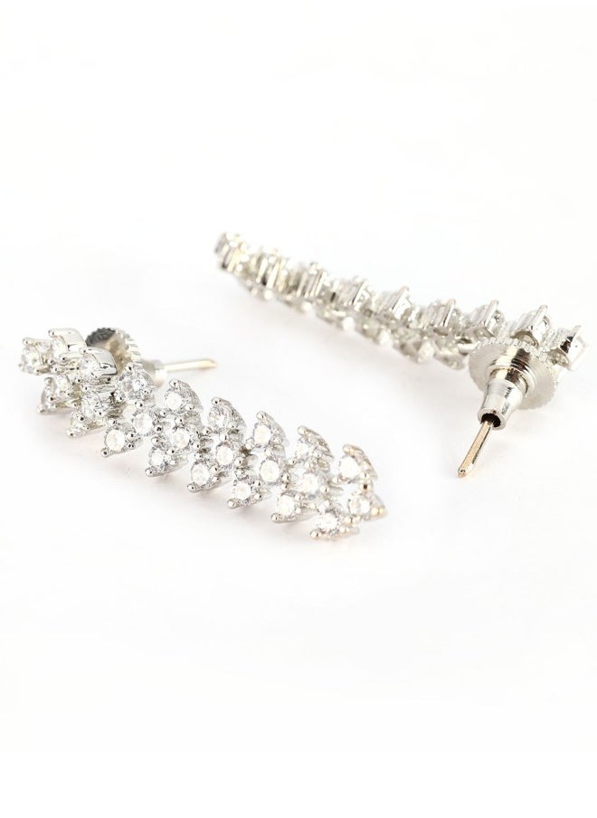 ISHIN Silver-Toned Classic Drop Earrings  - Image 3