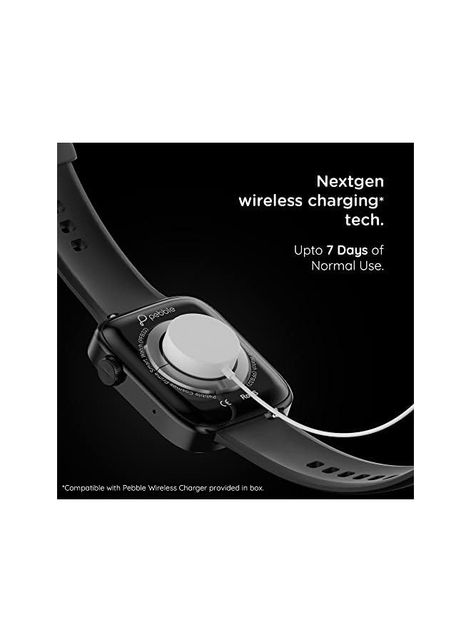 Pebble Cosmos Prime smart watches for men | Women large always on display smartwatch with bluetooth calling and Wireless Charging fitness tracker with HR monitor sleep tracking smart watch JET BLACK - Image 2