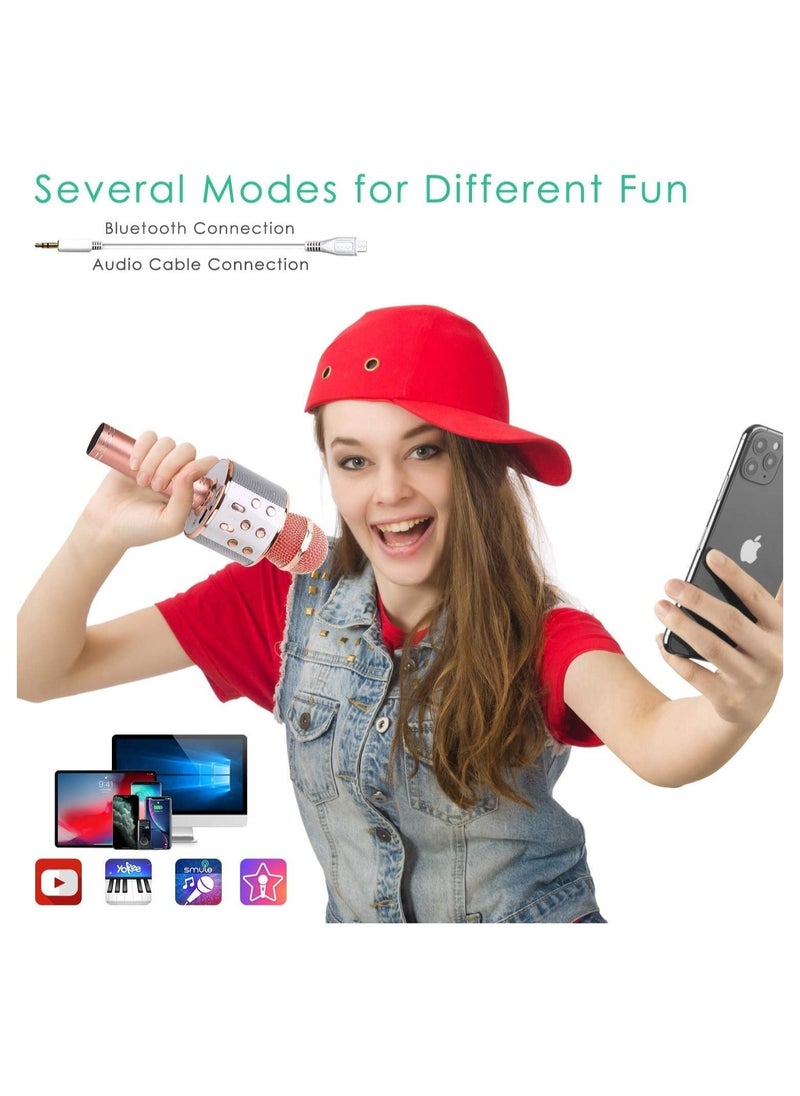 ELTRAZONE Wireless Bluetooth Karaoke Microphone for Kids, 5-in-1 Portable Handheld Karaoke Mic Speaker Player Recorder with Adjustable Remix - Image 4