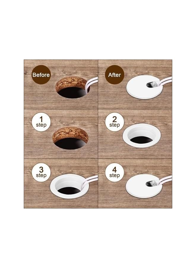 promass Trading Desk Cable Grommet Cover - Neatly Organize Wires on Your Computer Desk or Workstation - Durable ABS Plastic (70mm, White) (1) - Image 3