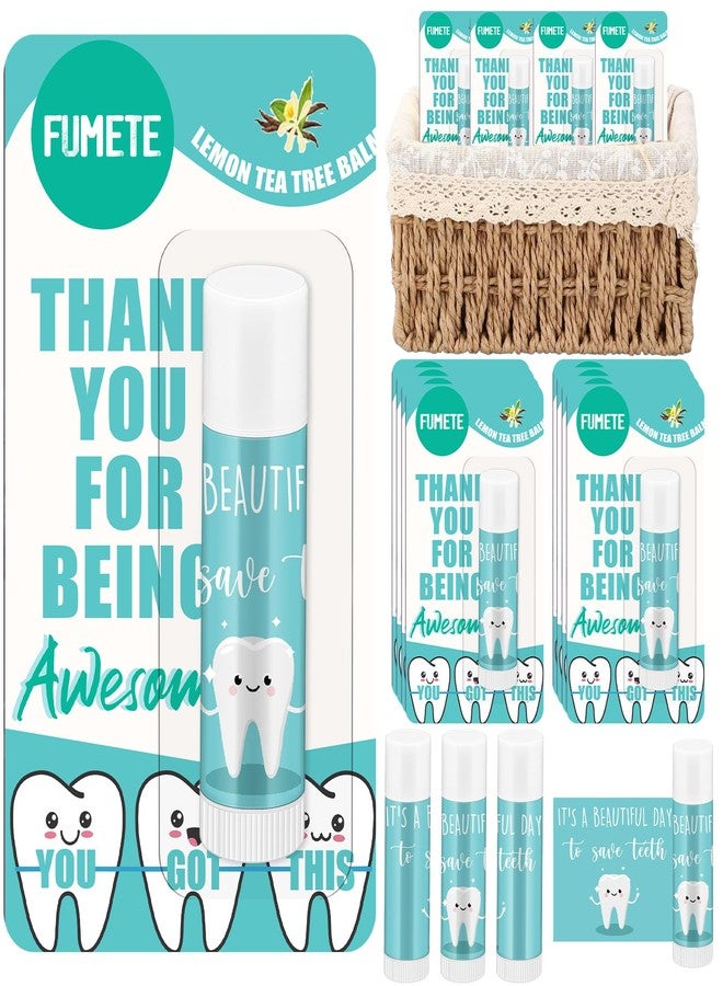 Fumete 24 Sets Dental Assistant Gifts Teeth Lip Balm with Thank You Card Employee Appreciation Gifts Bulk for Women Coworkers Nurse - Image 1