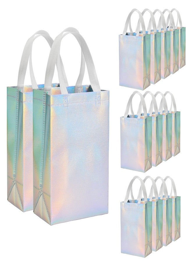 METAPRINT 15 Pcs Iridescent Glossy Gift Bags Medium Size, 8x4x10 Inch Holographic Reusable Gift Bags with Handles & Sturdy Base, Ideal for Birthday, Wedding - Image 1