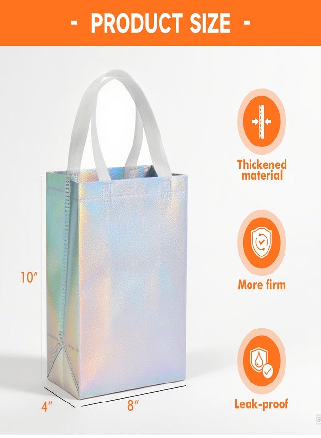 METAPRINT 15 Pcs Iridescent Glossy Gift Bags Medium Size, 8x4x10 Inch Holographic Reusable Gift Bags with Handles & Sturdy Base, Ideal for Birthday, Wedding - Image 2