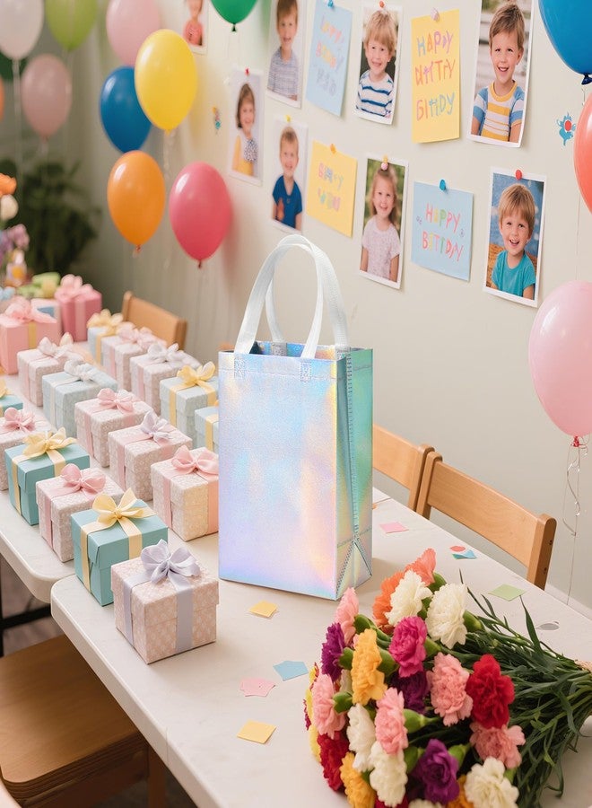 METAPRINT 15 Pcs Iridescent Glossy Gift Bags Medium Size, 8x4x10 Inch Holographic Reusable Gift Bags with Handles & Sturdy Base, Ideal for Birthday, Wedding - Image 4