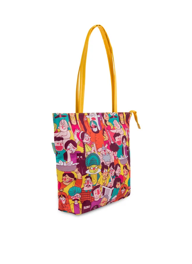 تشومباك Teal By Chumbak Colorful Faces of India Tote Bag