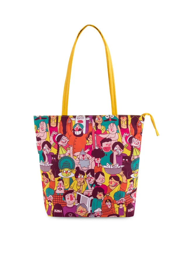 تشومباك Teal By Chumbak Colorful Faces of India Tote Bag