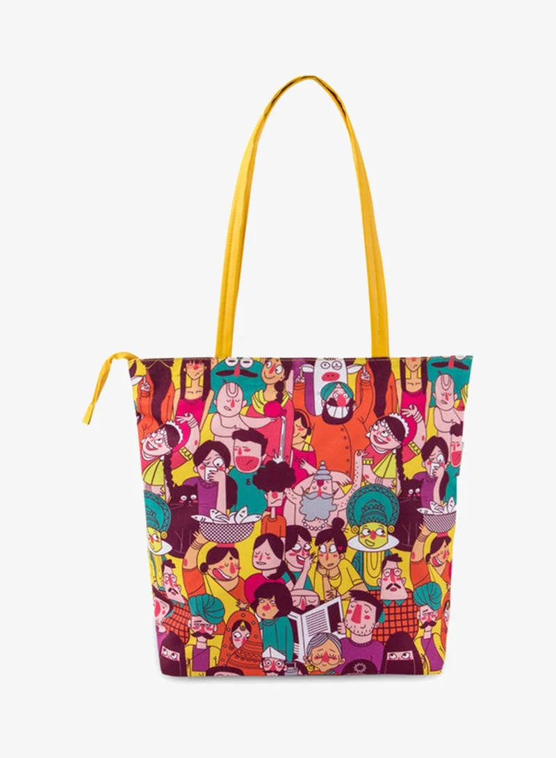 Chumbak  Teal By Chumbak Colorful Faces Of India Tote Bag for Women | Best Price UAE