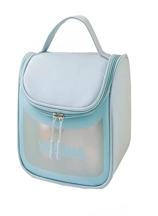 Nightstar Multi-Functional Large Cosmetic Bag with Hook for Travel Makeup Organizer Cosmetic Pouch Household Grooming Kit Makeup Wash Bag for Women (Blue) - Image 1