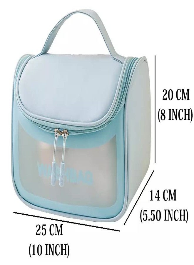 Nightstar Multi-Functional Large Cosmetic Bag with Hook for Travel Makeup Organizer Cosmetic Pouch Household Grooming Kit Makeup Wash Bag for Women (Blue) - Image 5
