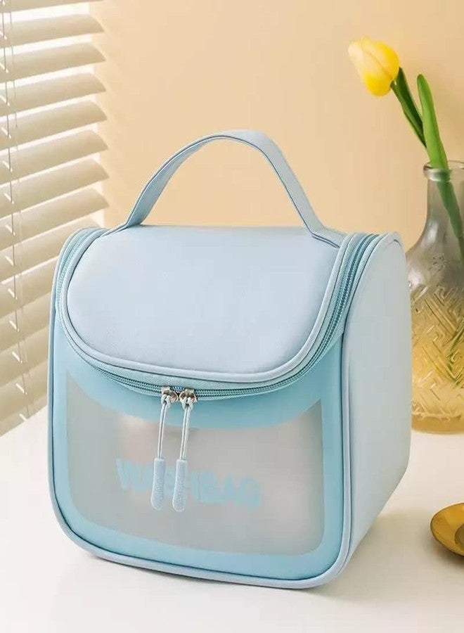 Nightstar Multi-Functional Large Cosmetic Bag with Hook for Travel Makeup Organizer Cosmetic Pouch Household Grooming Kit Makeup Wash Bag for Women (Blue) - Image 2