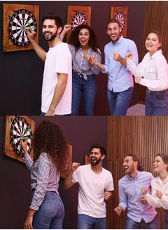Generic Double Side Dartboard Family Game Set, Regulation Size High Quality Flocking Dart Board Of 15 Inch And 6 Steel Tip Darts, For Family And Friends, Enjoy Leisure Sport At Office Home Indoor Outdoor  - Image 4