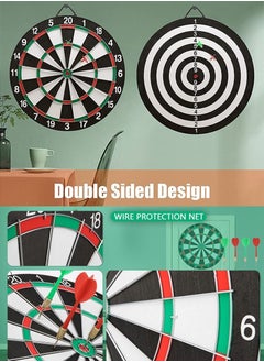 Generic Double Side Dartboard Family Game Set, Regulation Size High Quality Flocking Dart Board Of 15 Inch And 6 Steel Tip Darts, For Family And Friends, Enjoy Leisure Sport At Office Home Indoor Outdoor  - Image 3