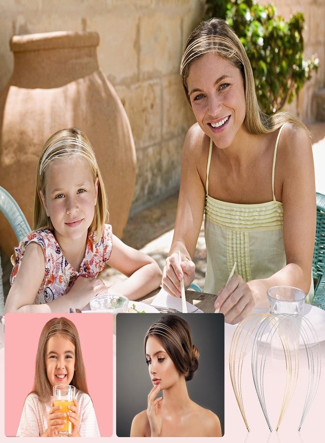 BENOSPACE Multi Layers Metal Headbands for Women, 4Pcs Fashion Thin Elastic Metal Headband Layered Elegant Headpiece Hair Accessories Row Wire Headband Bridal Headband Hair Hoop Wedding Hair Band - Image 4