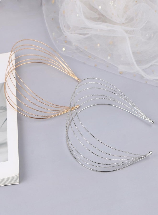BENOSPACE Multi Layers Metal Headbands for Women, 4Pcs Fashion Thin Elastic Metal Headband Layered Elegant Headpiece Hair Accessories Row Wire Headband Bridal Headband Hair Hoop Wedding Hair Band - Image 3